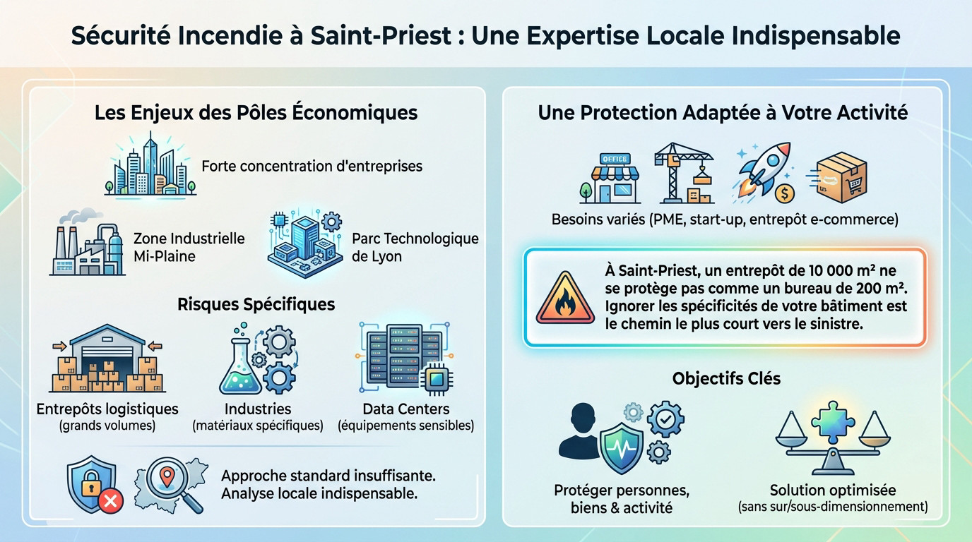 Sécurité incendie Saint-Priest : installation, maintenance 1 Alise SSI – Sécurité et Sérénité Assurée Alise Installation système sécurité incendie entreprise Saint-Priest