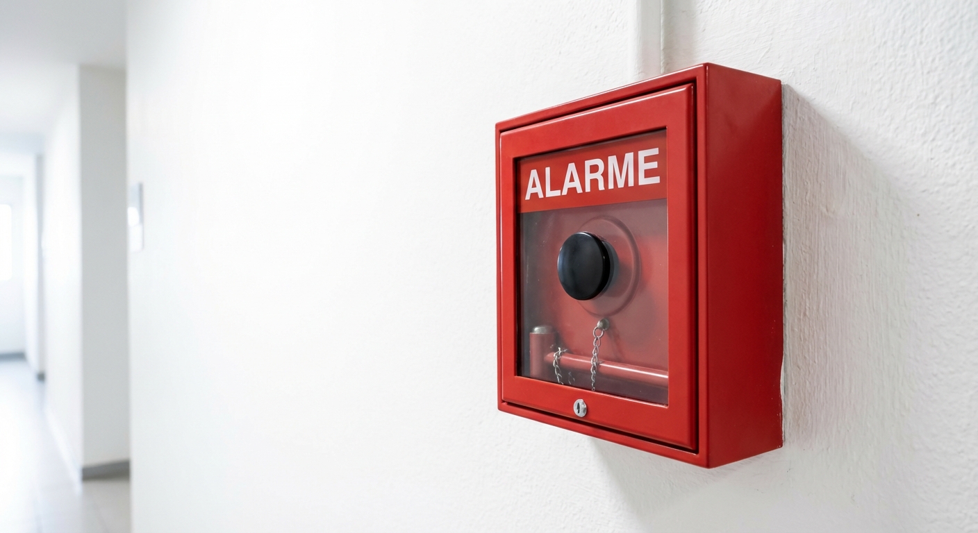 Alarme incendie type 1 vs type 4 : comparatif et obligations 2 Alise SSI – Sécurité et Sérénité Assurée Alise Déclencheur manuel d’alarme incendie de type 4 sur un mur