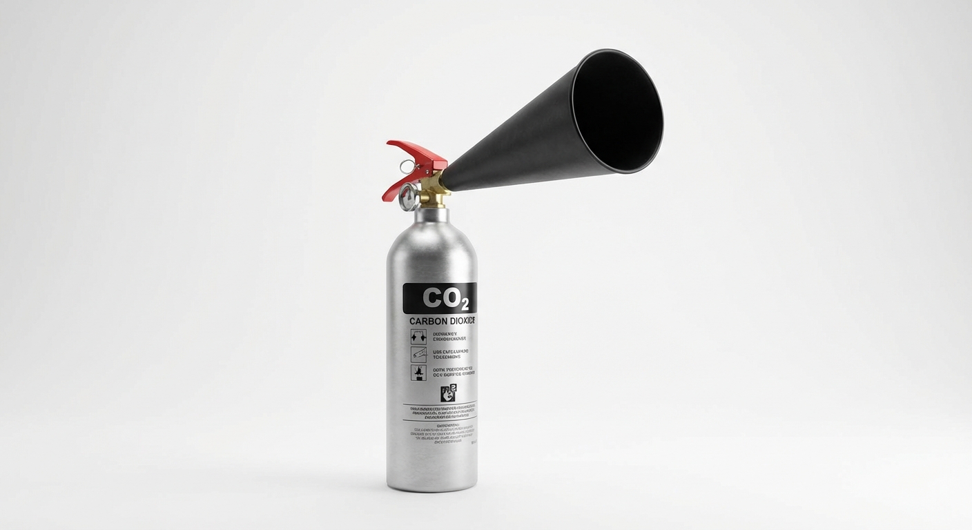 Extincteur CO2 ou poudre : lequel choisir pour votre entreprise ? 2 Alise SSI – Sécurité et Sérénité Assurée Alise Extincteur CO2 avec diffuseur en forme de cône sur fond blanc