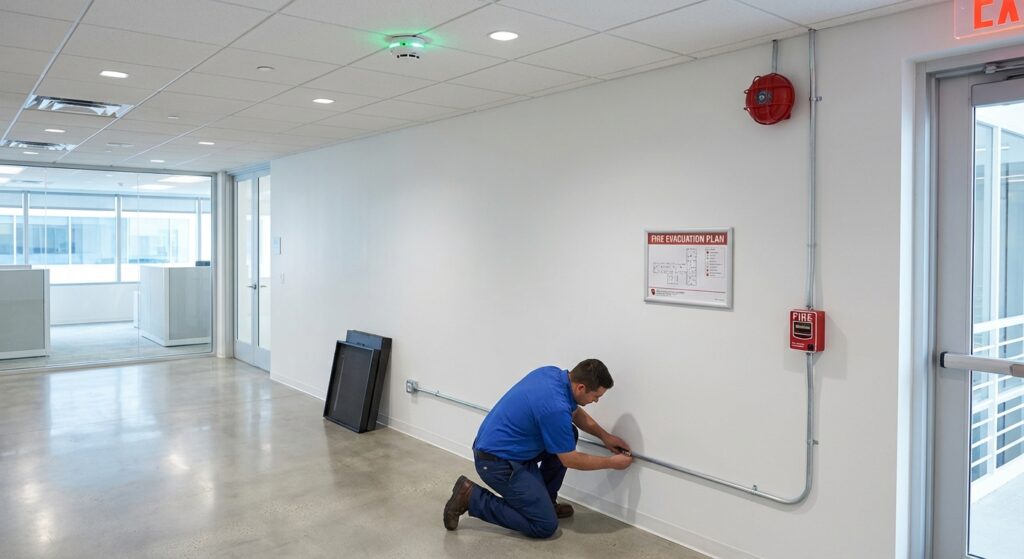 Devis alarme incendie entreprise : règles, coûts 🔥 1 Alise SSI – Sécurité et Sérénité Assurée Alise Installation alarme incendie entreprise avec detecteur et declencheur