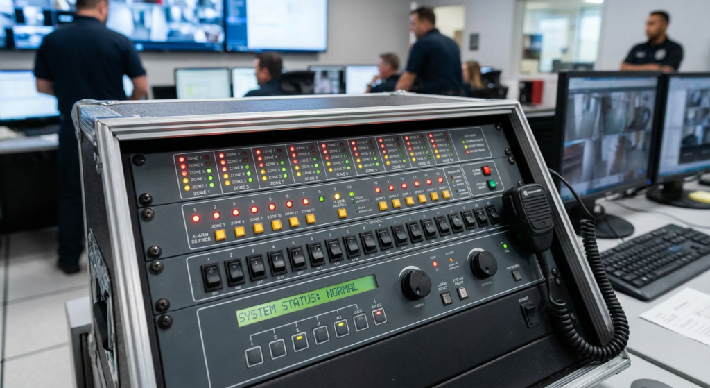 Mise en sécurité incendie d’un bâtiment : les 5 fonctions du SMSI 6 Alise SSI – Sécurité et Sérénité Assurée Alise Panneau CMSI avec indicateurs LED et commandes de zones pour la mise en securite incendie