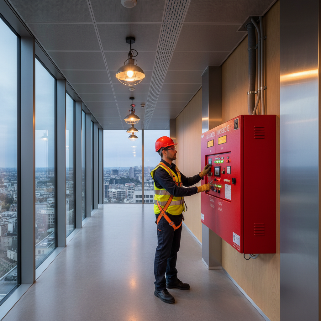 Installation SSI en immeuble de grande hauteur (IGH) : spécificités 2 Alise SSI – Sécurité et Sérénité Assurée Alise Technicien installant un système de sécurité incendie dans un immeuble de grande hauteur